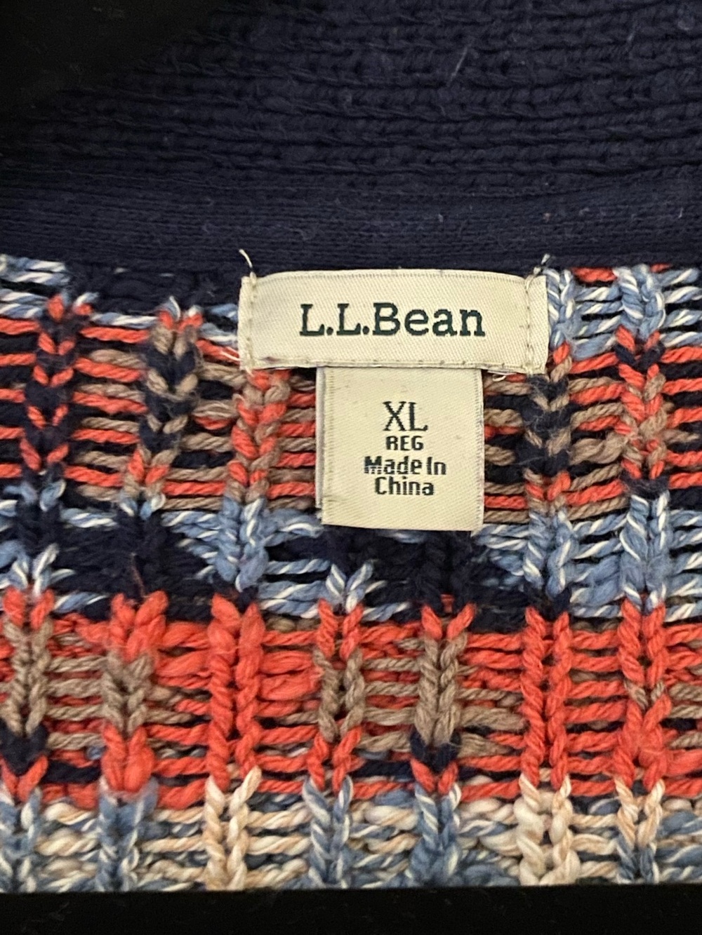 L.L. Bean Navy Multi-Color Fair Isle Open Cardigan - Picture 6 of 8